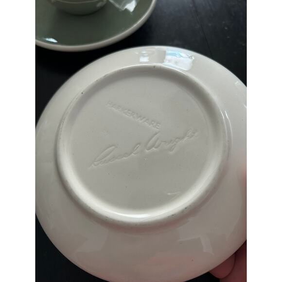 Vtg 50's Harkerware by Russel Wright Coral Olive w/ Flowers-13 Pc. Place Setting - Picture 6 of 8